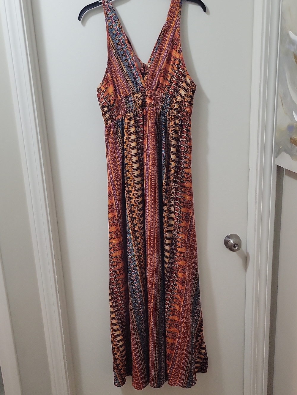 SHEIN Rust Orange Patterned Boho Maxi Dress